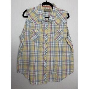Legacy Falls for Her Western Sleeveless Shirt Size XL Yellow Plaid Snap Closure